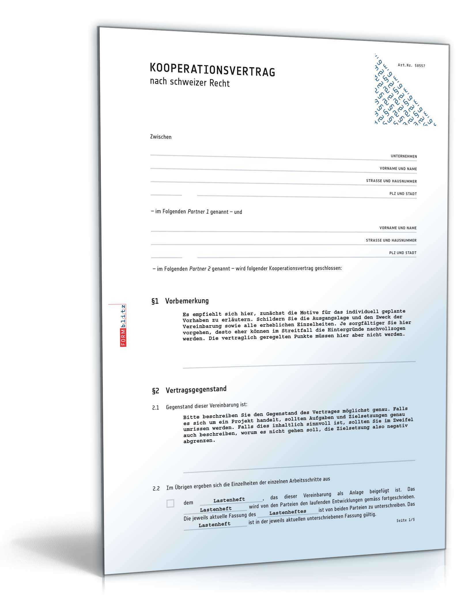 Kooperationsvertrag | Muster zum Download