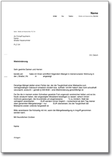Mietzinssenkung Dokument zum Download