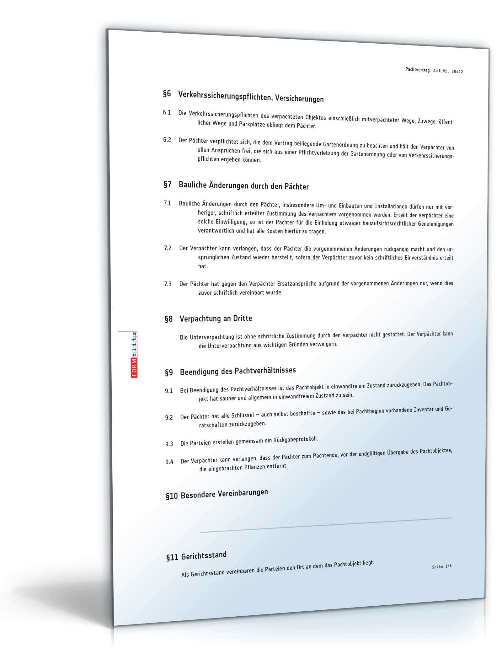 SchrebergartenPachtvertrag MusterVorlage zum Download