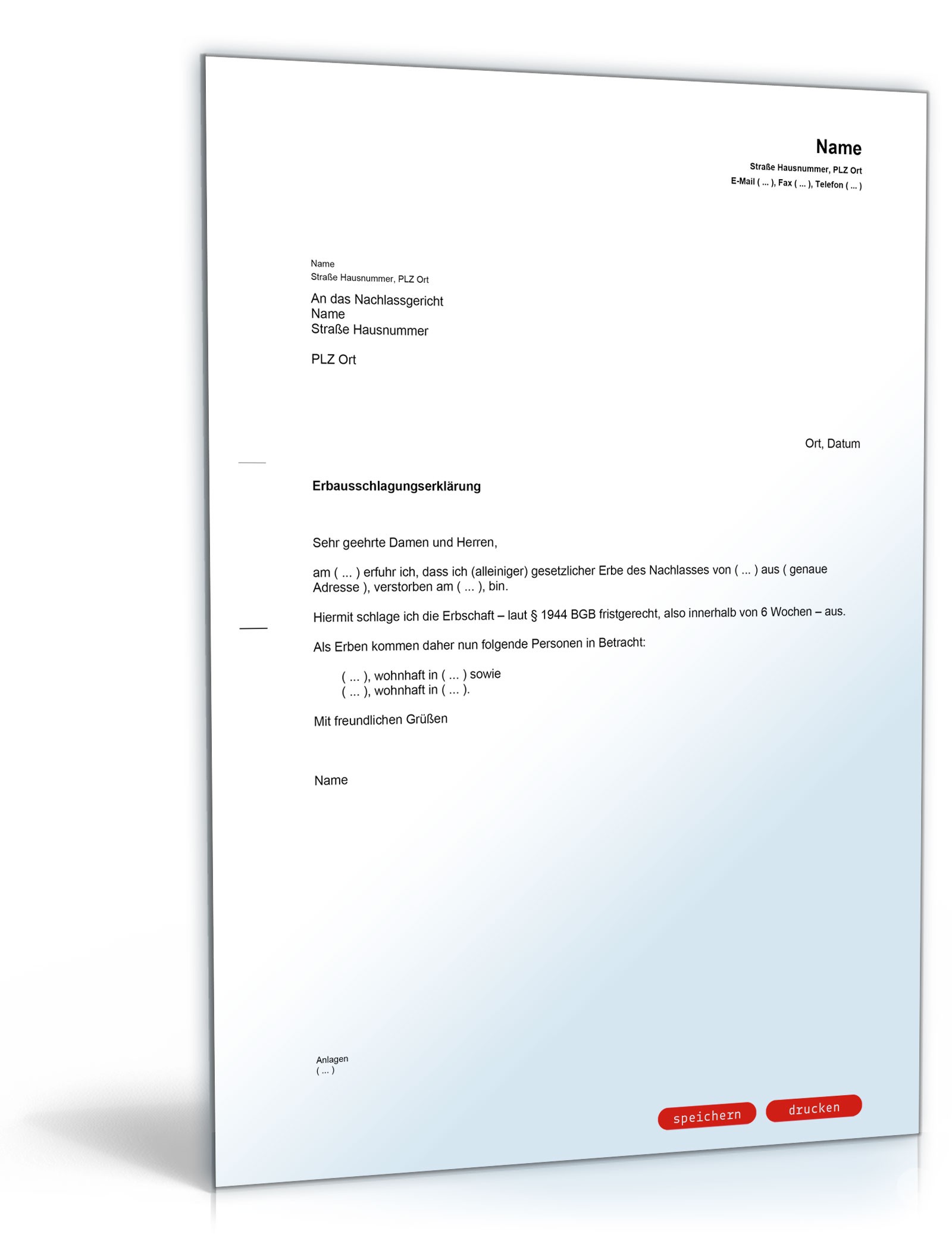 Angebot Ausschlagen Angebot Ausschlagen