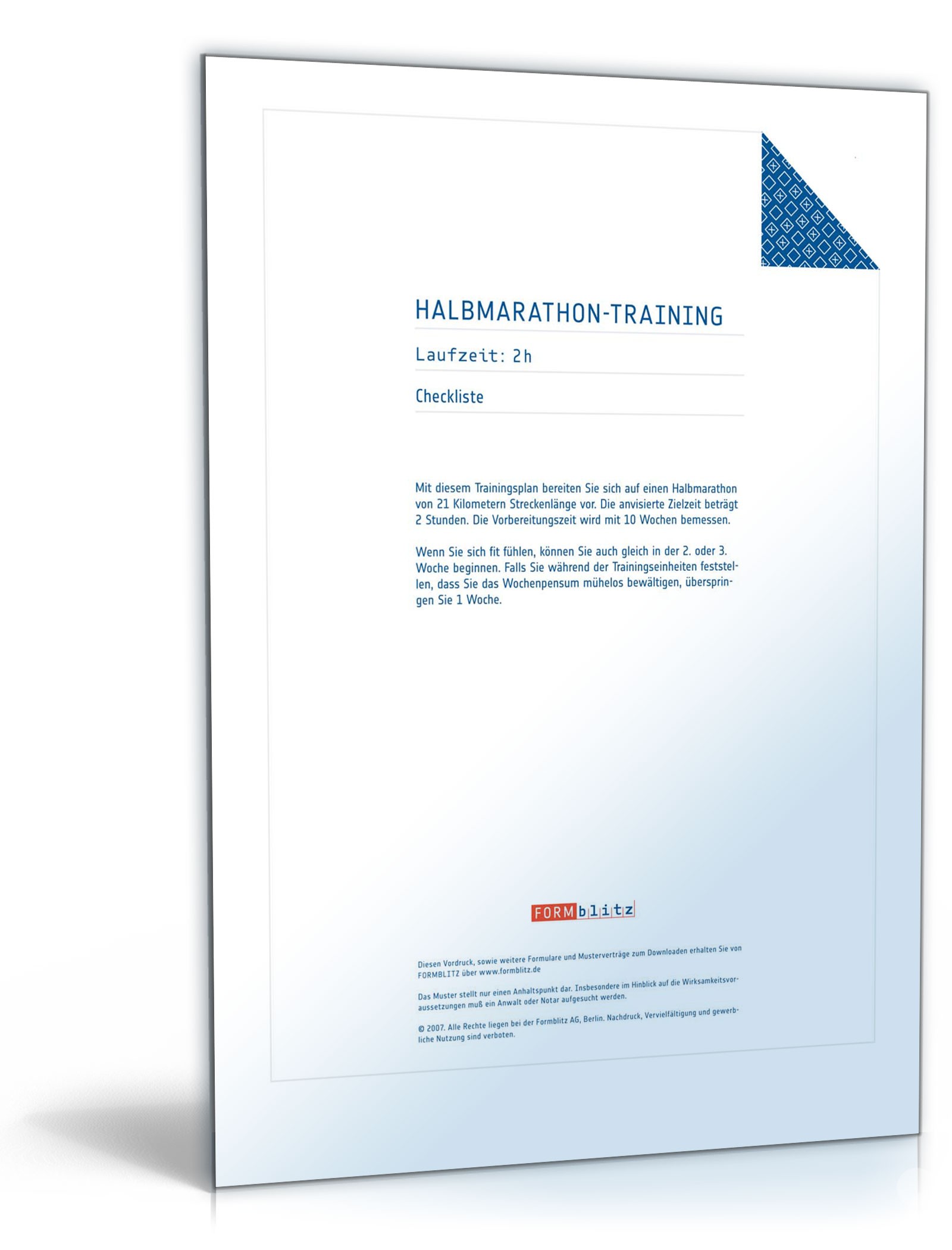 HalbmarathonTrainingsplan (Zielzeit 200 Stunden) Tabelle zum Download