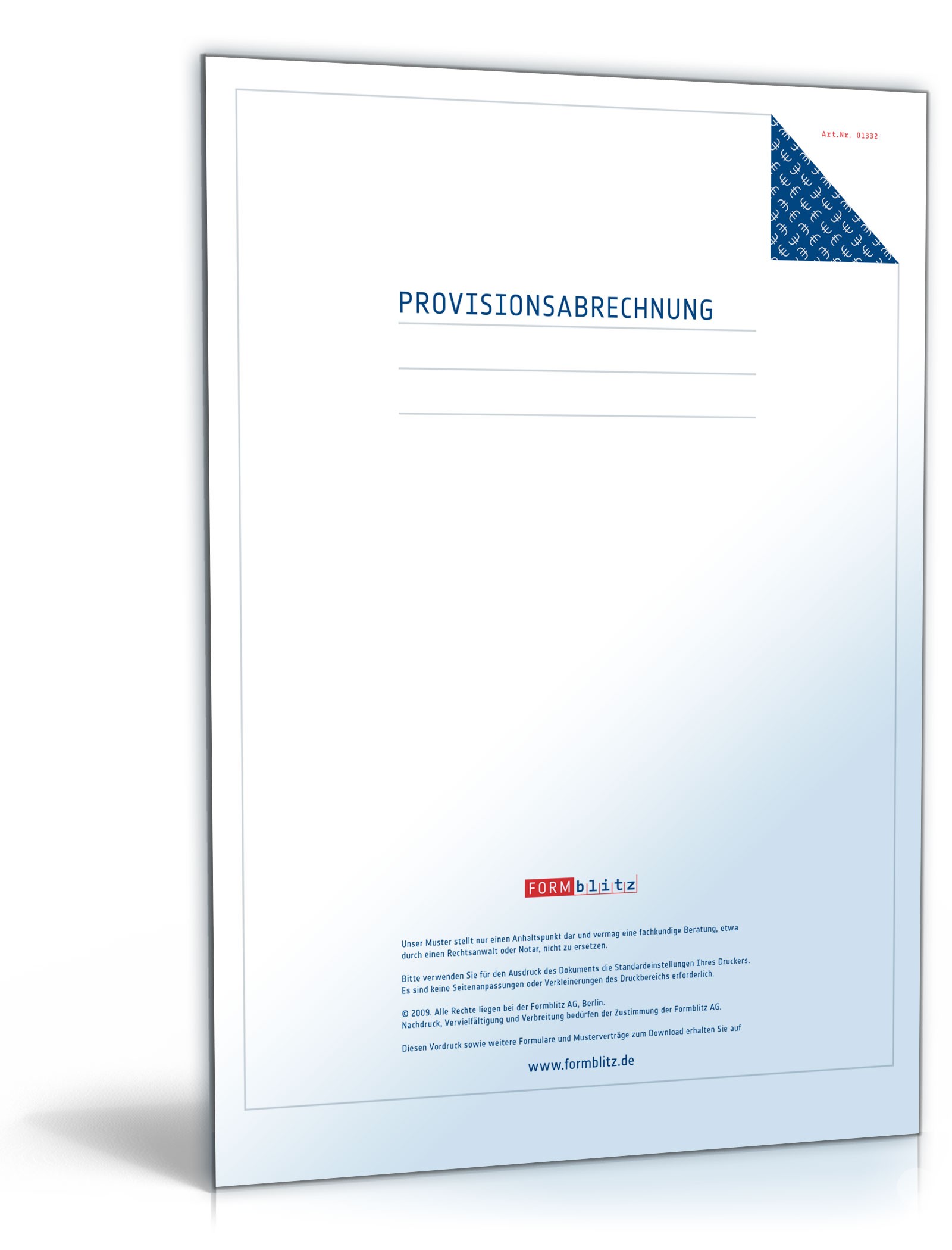 Provisionsabrechnung Dokument zum Download