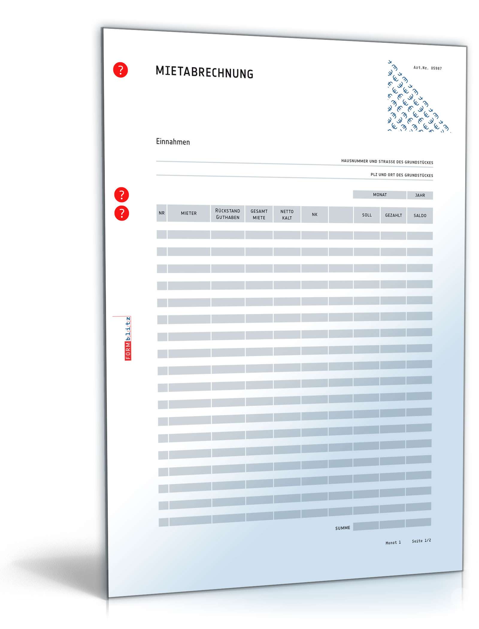 Mietabrechnung Dokument zum Download